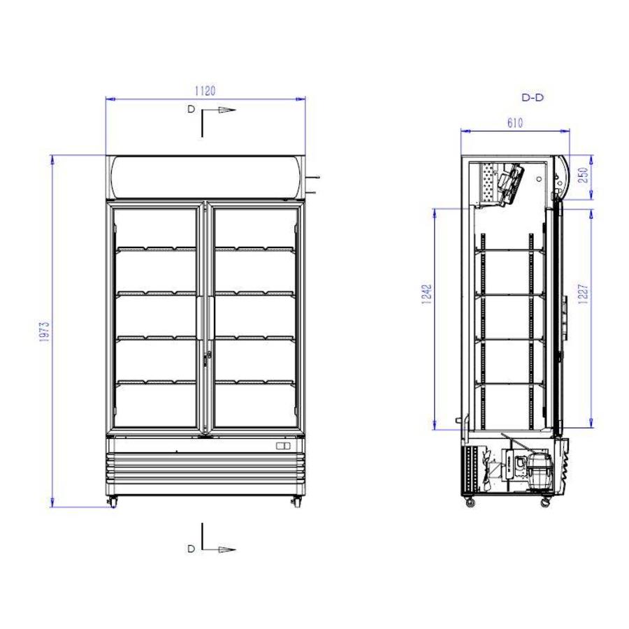 réfrigérateur | 2 portes vitrées | 670L