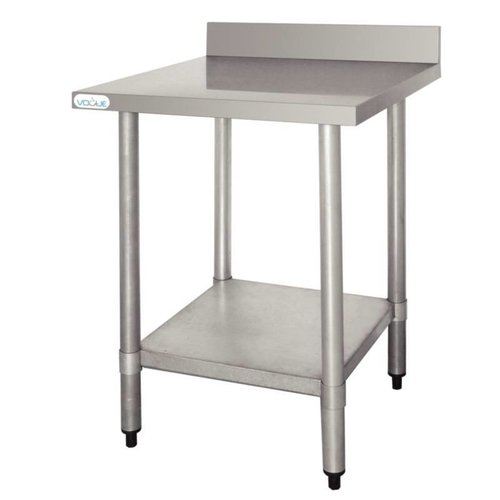 Stainless steel work table with splashback, demountable