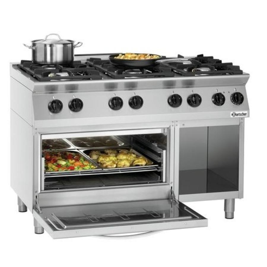 Cuisinière à gaz avec four électrique | 6 brûleurs