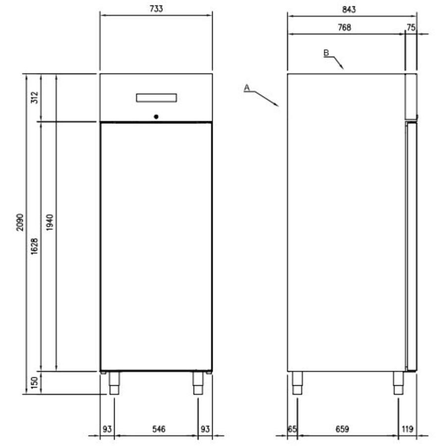 Koelkast Geforceerd | RVS 700 Liter | 73x84x209 cm - Premium