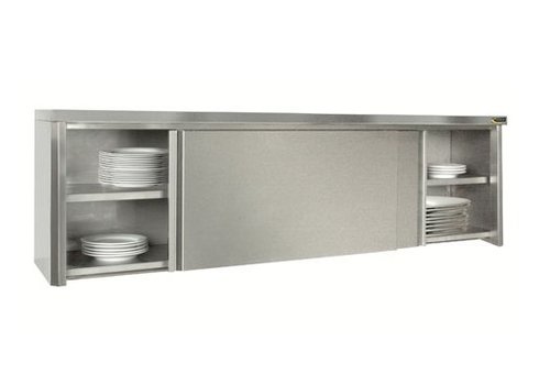  HorecaTraders Wall cabinet with sliding doors stainless steel 304L | 22x47x56 