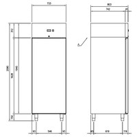 Koelkast Geforceerd | RVS 700 Liter | 73x80x209 cm - Premium Kwaliteit