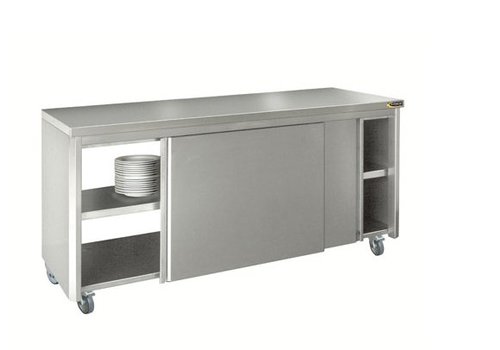  HorecaTraders Wall cabinet with sliding doors stainless steel | 220x70cm 