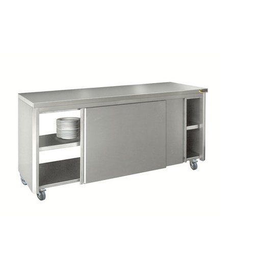  HorecaTraders Wall cabinet with sliding doors stainless steel | 220x70cm 