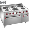 HorecaTraders Cuisinière électrique avec 6 plaques de cuisson et four électrique 2/1 GN HorecaTraders Cuisinière électrique avec 6 plaques de cuisson et four électrique 2/1 GN