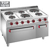 HorecaTraders Electric stove with 6 hotplates and electric oven 2/1 GN