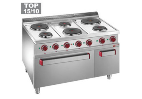  HorecaTraders Cuisinière électrique avec 6 plaques de cuisson et four électrique 2/1 GN 