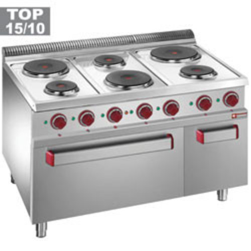  HorecaTraders Electric stove with 6 hotplates and electric oven 2/1 GN 