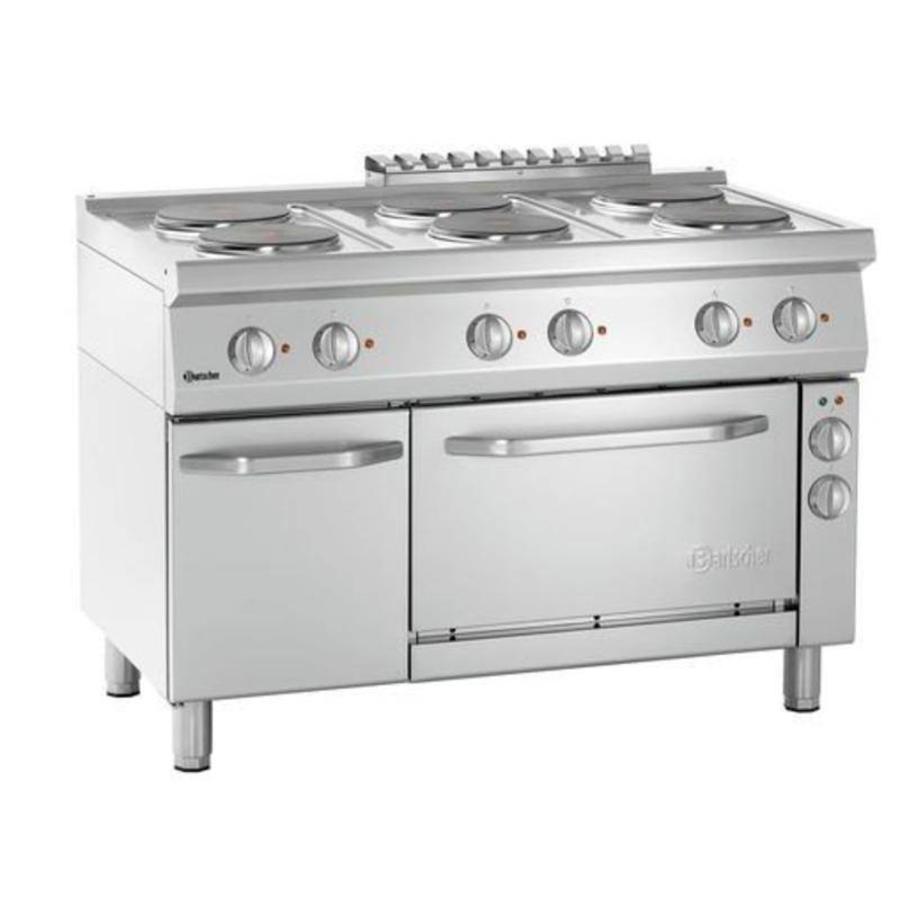 Cuisinière électrique avec 6 plaques de cuisson et four électrique 1/1 GN