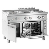 Cuisinière électrique avec 6 plaques de cuisson et four électrique 1/1 GN
