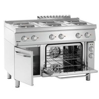 Electric stove with 6 hotplates and electric oven 1/1 GN