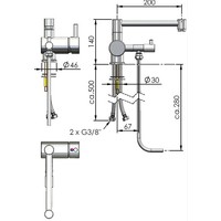 Bar fixture with 1 handle for 1 bin