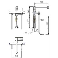 Bar fixture with 1 lever for 2 bins