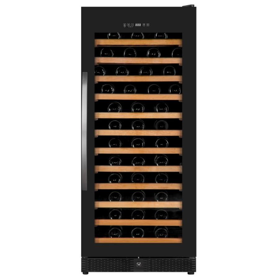 Zwarte wijnkoelkast met glazen deur 122 flessen