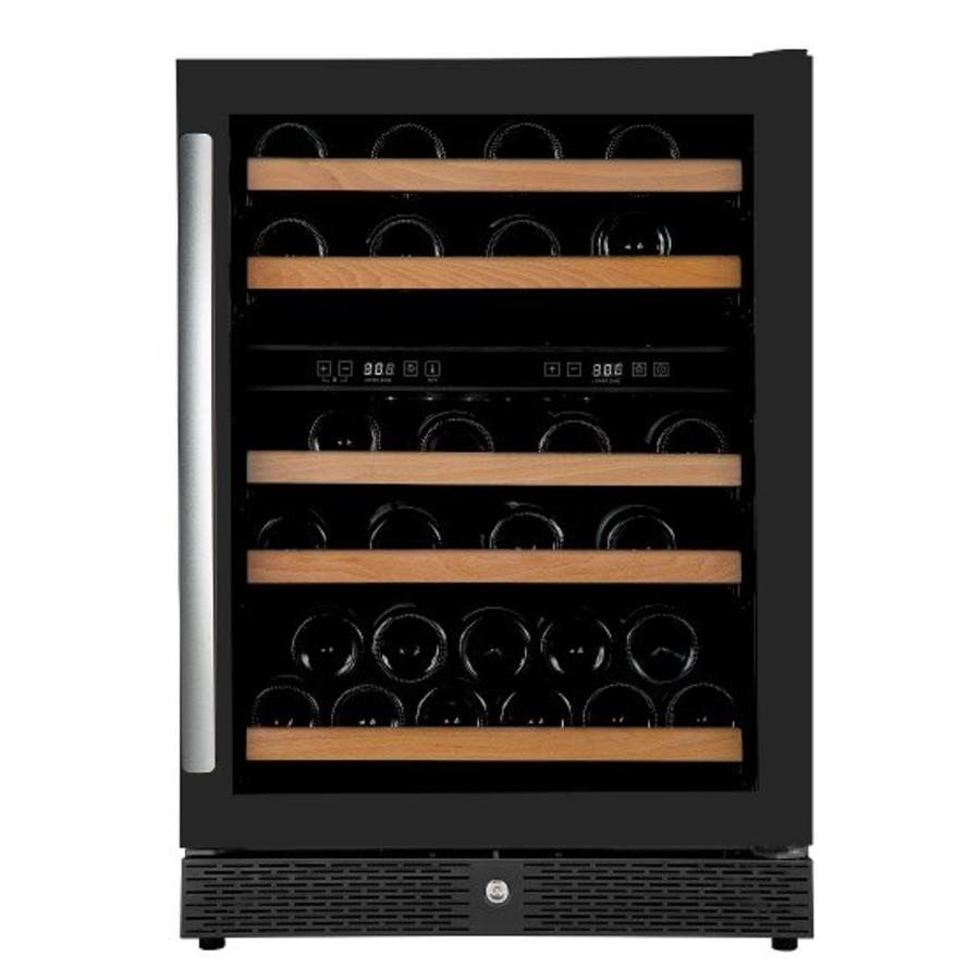 Black wine fridge with glass door 50 bottles