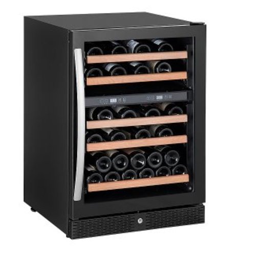  Combisteel Zwarte wijnkoelkast met glazen deur 50 flessen 