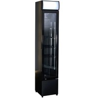 Schwarzer schmaler Kühlschrank mit Glastür | 105 Liter