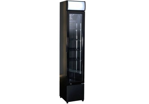  Combisteel Réfrigérateur étroit noir avec porte vitrée | 105 litres 