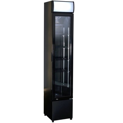  Combisteel Zwarte smalle koelkast met glazendeur | 105 Liter 
