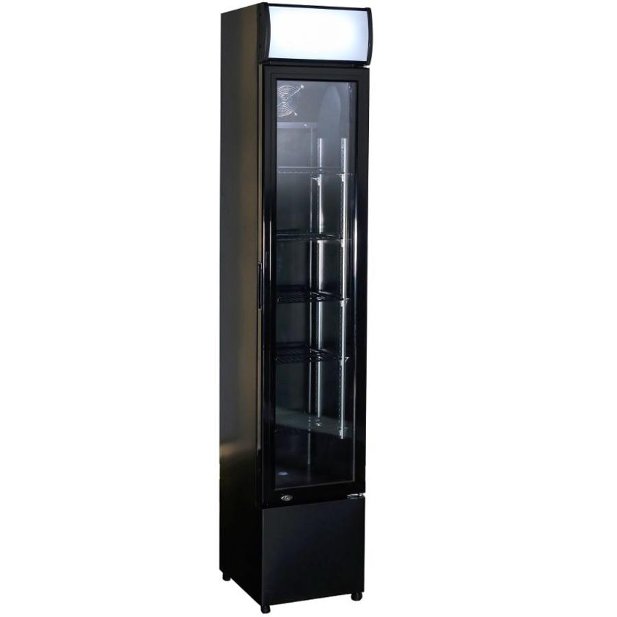 Black narrow refrigerator with glass door | 105 liters