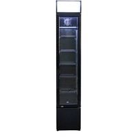 Black narrow refrigerator with glass door | 105 liters