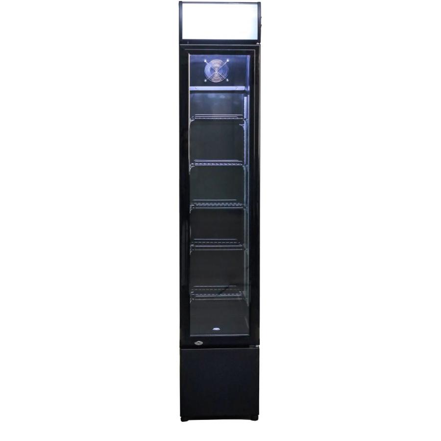 Black narrow refrigerator with glass door | 105 liters