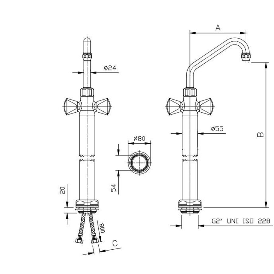 Grue haute | Bec pivotant de 30 cm | 2 boutons
