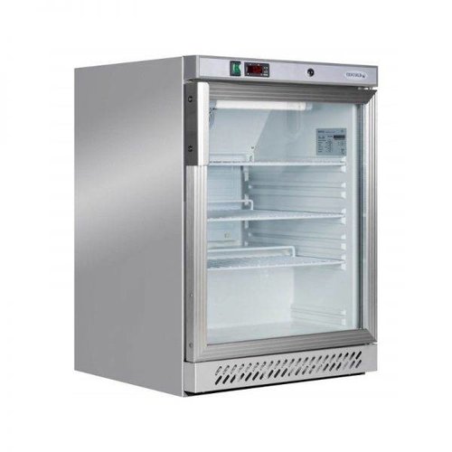  HorecaTraders Kühlschrank mit Glastür | Edelstahl | Unterkonstruktion 