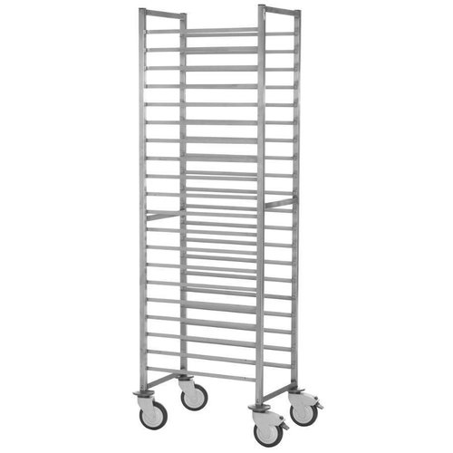  HorecaTraders Stainless steel transport trolley 15 x GN 1/1 | 53 x 32.5 cm 