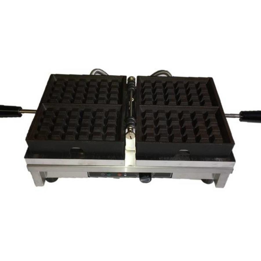 Single waffle iron 4x6 Brussels waffles 440x260x150 mm