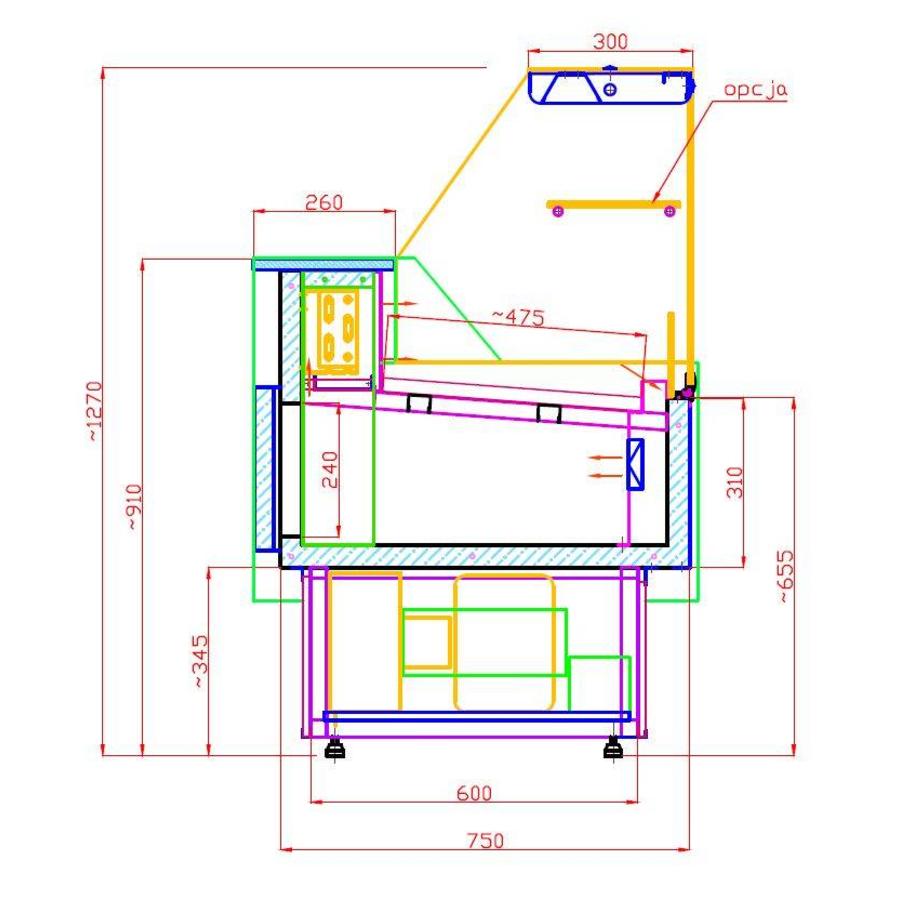 Koeltoonbank Zwart | Oscar 1.5 | 150x81,5x(h)123 cm