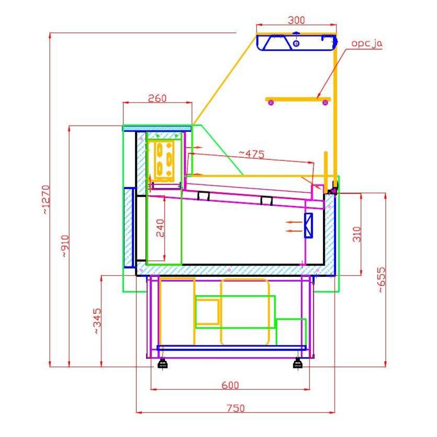 Refrigerated display case Black | Oscar 2.0 | 200x82.5x(h)123 cm