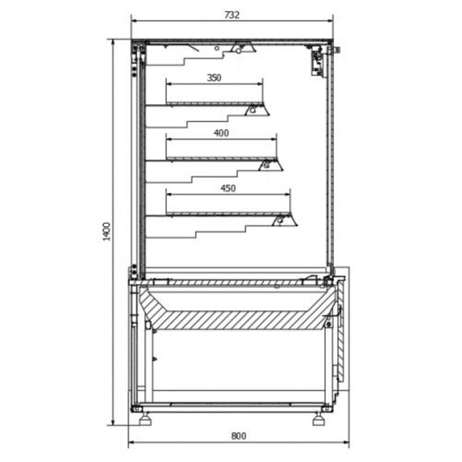Vitrine réfrigérée noire | Nero 1.4 | 143,7x80x(h)140 cm