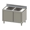 HorecaTraders Stainless Steel Sink with Base Cabinet | Sink Middle | 200x70x90 cm