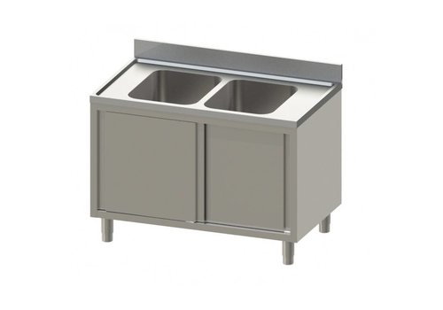  HorecaTraders Stainless Steel Sink with Base Cabinet | Sink Middle | 200x70x90 cm 