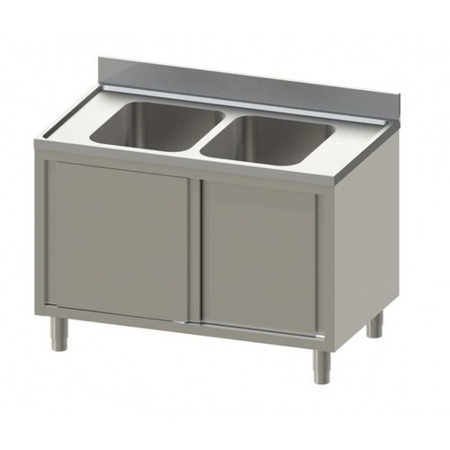  HorecaTraders Stainless Steel Sink with Base Cabinet | Sink Middle | 200x70x90 cm 