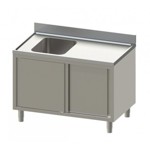  HorecaTraders Stainless Steel Sink with Base Cabinet | Sink Left | 120x70x90 cm 