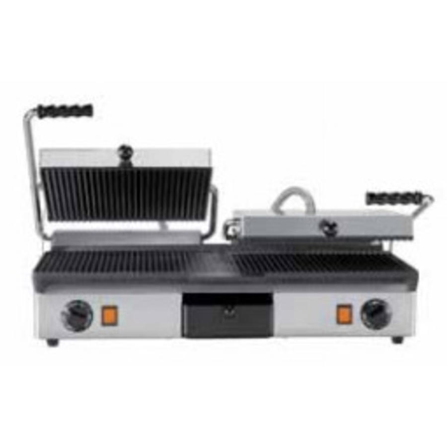 KONTAKTGRILL AUS GUSSEISEN - DOPPELT| Glatt+gerippt und Gerippt+gerippt