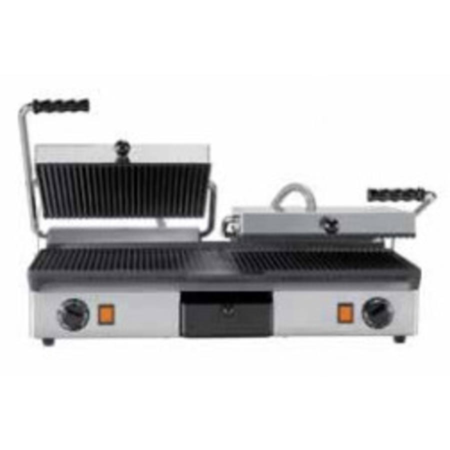 Grille de contact en fonte double lisse + nervurée et nervurée + nervurée
