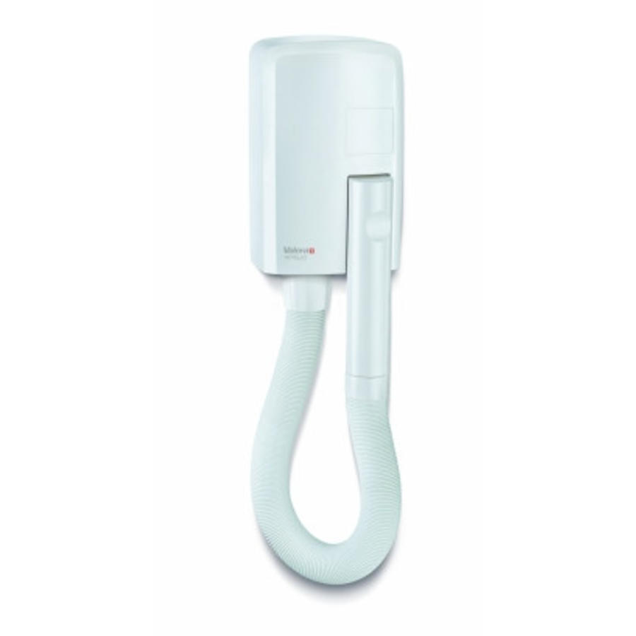 Wall-mounted hair dryer white.