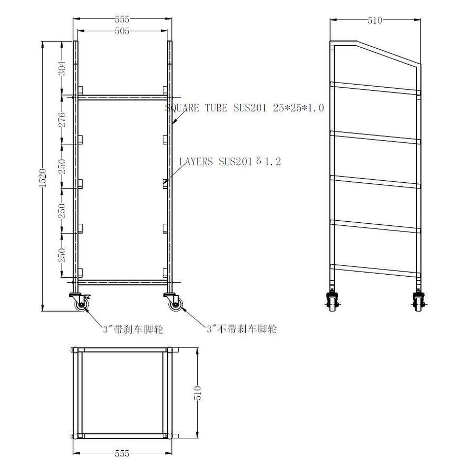 Basket transport trolley | 50x50x (h) 152 cm