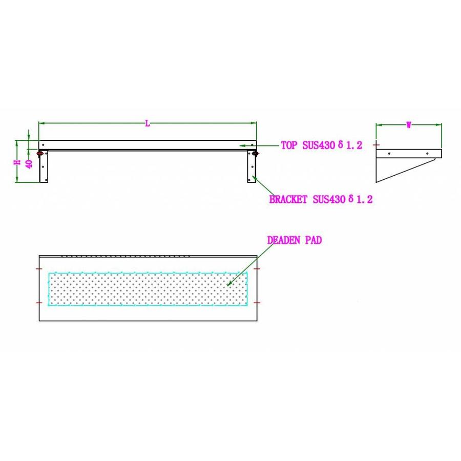 Stainless Steel Wall Shelf | incl. Consoles (20 formats)