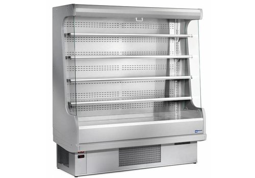  HorecaTraders Meuble réfrigéré mural 4 étagères - Inox/acier - Gris - Évaporateur ventilé 