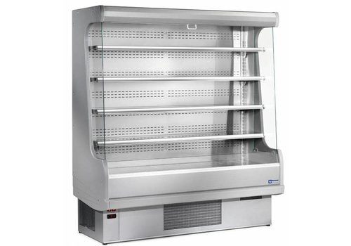 HorecaTraders Wall refrigerated cabinet with 4 shelves - Stainless Steel/Steel - Gray - Ventilated evaporator 