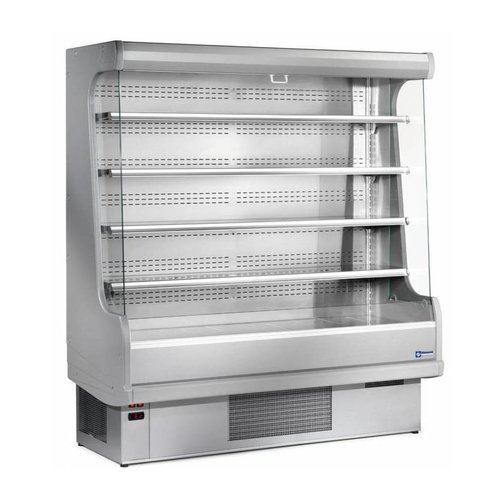  HorecaTraders Wall refrigerated cabinet with 4 shelves - Stainless Steel/Steel - Gray - Ventilated evaporator 