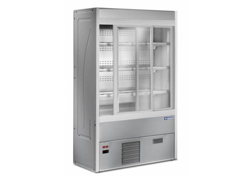 HorecaTraders Meuble mural réfrigéré en acier inoxydable avec 4 étagères | Évaporateur ventilé | 1200x545xh1900 