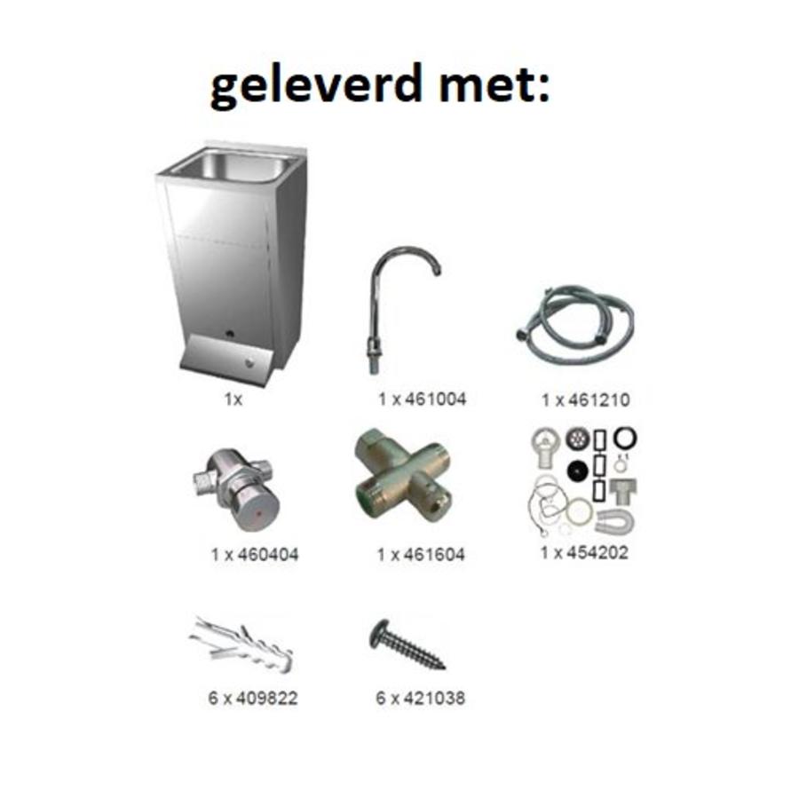 RVS Wasbak Met Voetbedieing & Afvalbak