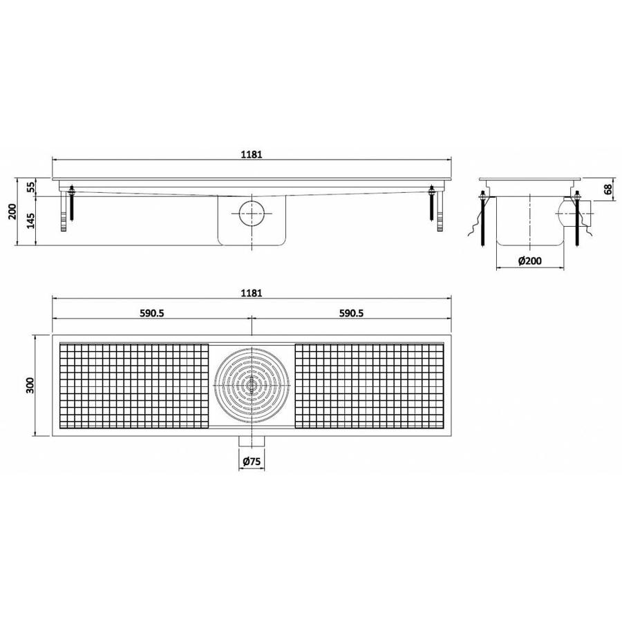 Floor drain stainless steel 30 x 118.1 x 20cm