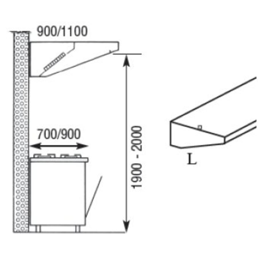 stainless steel wall extractor hood | 200x95x40cm