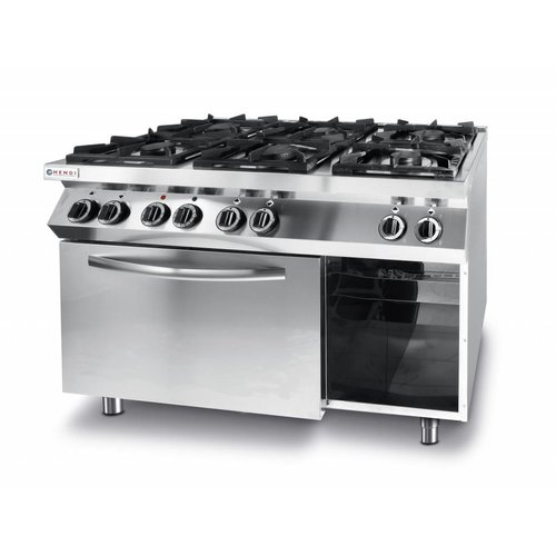  Hendi Cuisinière à gaz Kitchen Line 6 feux avec four électrique à convection GN 1/1 